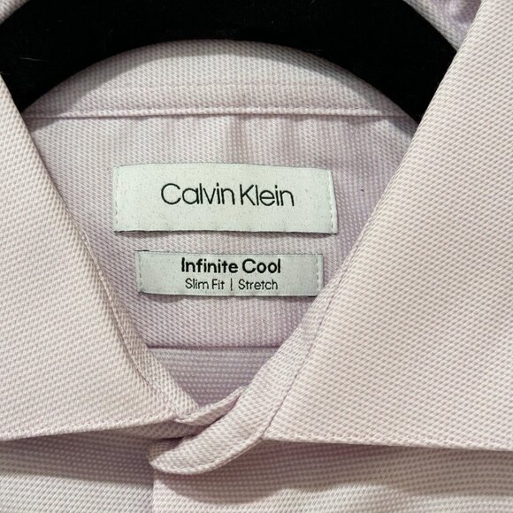NEW (NWT) Calvin Klein Infinite Slim Fit Mini Texture Pink Dress Shirt - Picture 5 of 7